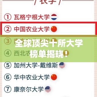 全球顶尖十所大学榜单揭晓！