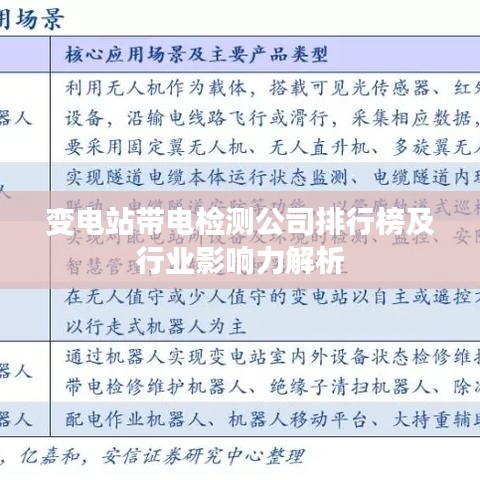 变电站带电检测公司排行榜及行业影响力解析